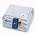 Produktbild: nordic coast company Musselin Decke Baby [90x 120 cm] – Musselindecke | Krabbeldecke Neugeborene – 100% Baumwolle, 4-lagig, Spucktuch, Stilltuch – Baby Erstausstattung Neugeborene (Blau)