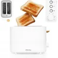 Produktbild: Zeegma Tostee 2 Scheiben Toaster, Leistung 820 W, Auftau-, Aufwärm- und Stoppmodus, Krümelfach, Zeitsteuerung, Edelstahlgehäuse - Weiß - Weiß