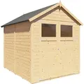 Produktbild: WOODTEX Naturbelassen 180 x 238 cm Gartenhaus Sylta 3, 14 mm Wandstärke Fichtenholz, Satteldach Mit Doppeltür Und Fußboden, Elementbauweise, Ger... - Naturbelassen