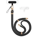 Produktbild: NALIA Universal Handykette für alle Smartphones - Premium Komfort-Nylon & 2 Patches - HOLDME (Geflochtenes Lanyard mit Gold-Karabiner) - Marke aus Berlin, Farbe:Schwarz