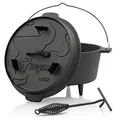 Produktbild: BBQ-Toro Dutch Oven Premium Serie | 4,2 Liter (DO45P), Topf mit Füße | bereits eingebrannt - preseasoned | Verschiedene Größen | Gusseisen Kochtopf | Bräter mit Deckelheber