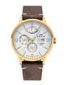 Produktbild: UMR Ruhla Automatikuhr 80274, Automatik-Herrenuhr - goldenes Gehäuse - Limitiert 200 Stück, braunes Lederband - weiß/goldenes Ziffernblatt - Made in Germany