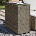 Produktbild: Garten-Beistelltisch mit Glasplatte Grau 58x27,5x55 cm Rattan Vidaxl