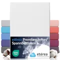 Produktbild: etérea Premium Spannbettlaken 90x200cm - 100x200cm Weiss – extra Jersey Spannbetttuch bis 25cm Höhe – 160 g/m² gekämmte Baumwolle – Boxspring & Normale Bettlaken