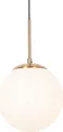 Produktbild: QAZQA - Design Art-Deco-Hängelampe I Pendellampe I Pendelleuchte Gold I Messing mit Opalglas - Flore I Wohnzimmer I Schlafzimmer - Stahl Kugel I Kugelförmig I Länglich - LED geeignet E27