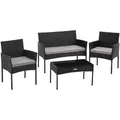 Produktbild: tectake Rattan, Schwarz, Kunststoff, Rechteckig, Loungemöbel, Loungemöbel-Sets