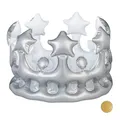 Produktbild: Relaxdays Aufblasbare Krone, Kostümzubehör Karneval, Accessoire für Prinzessin, König, JGA, Geburtstagskrone, Silber