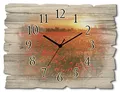 Produktbild: ARTLAND Wanddeko Wanduhr ohne Tickgeräusche aus Holz Quarzuhr 40x30 cm Rechteckig Lautlos Mohnblumen Blumen Sonnenuntergang Natur Ländlich S6AM