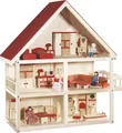Produktbild: roba Puppenhaus, Puppenvilla inkl. Möbel und Puppen, Mädchen Spielzeug, Holz natur