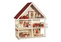 Produktbild: roba® Puppenhaus inkl. Möbel & Puppen, Puppenvilla 3-stöckig, 25 Einrichtungsteile, 4 Puppen
