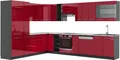 Produktbild: Vicco Eckküche Fame-Line, 347 x 257 cm mit Arbeitsplatte, Bordeaux Hochglanz/Anthrazit