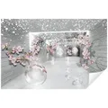 Produktbild: Wallarena Fototapete 3D Tunnel Blumen Vlies Tapete Wohnzimmer Schlafzimmer Wandtapete, Fototapete - Vliestapete - Glatt Vlies, 3D-Effekt, Tapete Wohnzimmer Schlafzimmer Vliestapete Wand Deko + Kleister grau 3.68 m x 2.54 m