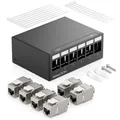 Produktbild: deleyCON 6 Port Patchpanel Set Patchfeld Verteilerfeld 1 HE + 6x RJ45 Keystone Jack Modul STP CAT6a Kompatibel mit Verlegekabel CAT6 CAT6a CAT7 Netzwerkkabel Ethernet LAN DSL - Schwarz