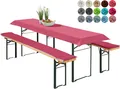 Produktbild: heimtexland ® Bierzeltgarnitur Auflagen Set 3-teilig Tischdecke Bierbank Polster Sitzkissen Tischdeko Typ698 Beere für Tischmaß 50x220 cm