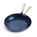 Produktbild: Blue Diamond Cookware Diamantinfundiertes 2-teiliges Bratpfannenset, 24 cm und 28 cm, Keramische Antihaftbeschichtung, PFAS-frei, Spülmaschinengeeignet, Backofenfest, Blau