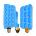 Produktbild: 2Pack muffinform silikon,12 Cavity silikon backform + 24 Cavity mini muffins backform BPA-freie Antihaft-sichere Muffin Backform Pfanne für Cupcake Biscuit Bagels Muffins (Blau[12+24])