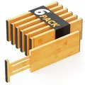 Produktbild: SpaceAid Schubladenteiler aus Bambus, 6 Stück, 11,8 cm hoch, verstellbar, 31,8 cm - 43,2 cm, Schubladen-Organizer, erweiterbare Organisation für Kleidung, Kommoden, Natur
