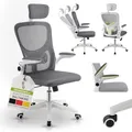 Produktbild: Juskys Bürostuhl Baltimore mit Rollen & Armlehne - Schreibtischstuhl ergonomisch & höhenverstellbar - Stuhl für Arbeitszimmer - Drehstuhl - Grau