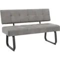 Produktbild: Hela Tische, Sitzbank Luise -Rückenlehne -Bezug Microfaser Grau -Komfortsitz Federkorb -Metall Kufen Gestell -Steppung -240 kg belastbar -140x64x90cm - Grau