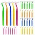 SKHAOVS 40 Stück Interdentalbürsten,Push Pull Interdentalbürste,L-Förmige Zahnzwischenraumbürsten,Zahnzwischenraumreiniger Bürste mit rutschfestem Griff,Mundpflege (5 Farben)