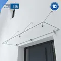 Produktbild: doporro Vordach Überdachung VSG mit SGP Folie VDG02K Maße:90x300cm 2 Edelstahl Haltestangen Transparentes Glasvordach Regenschutz für Haustür