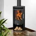Produktbild: Justus Kaminofen Usedom 5D Holzofen Schwarz 5,5 kW Dauerbrandofen mit Prismaglas