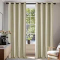 Produktbild: Deconovo Vorhang Blickdicht Verdunkelungsvorhang Gardine Wohnzimmer Thermogardine Kälteschutz Ösen, 245x140 cm(HöhexBreite), Beige, 2er Set