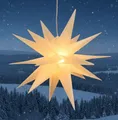 Produktbild: GURU SHOP 3D Batterie Außenstern Kaspar, Weihnachtsstern, Faltstern mit 18 Spitzen Incl. 7 m Kabel & LED Leuchtmittel - Ø 55 cm 4xAA Weiß