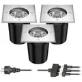 Produktbild: ledscom.de Bodeneinbaustrahler REJA für außen Edelstahl eckig IP67 inkl. GU5.3 LED (weiß, 19,68W, je 524lm, 30°) 3er Set