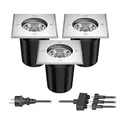 Produktbild: ledscom.de Bodeneinbaustrahler REJA für außen Edelstahl eckig IP67 inkl. GU5.3 LED (weiß, 19,68W, je 524lm, 30°) 3er Set