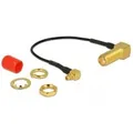 Produktbild: Antennenkabel SMA 90° (Buchse zum Einbau) > MMCX 90° Stecker, Adapter grau/gold, 10cm