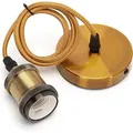 Produktbild: E27 Vintage Lampenfassung mit kabel Metall Nostalgie Retro Gold