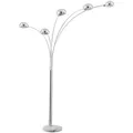 Produktbild: Stehlampe Stehleuchte Standlampe Chrom Wohnzimmer Modern mit Marmorsockel silber, Metall, 5x E14, LxBxH 130x120x200 cm