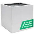 Produktbild: VIVANNO Pflanzkübel Fiberglas Block Frostsicher - 40x40x40 cm - Weiß Matt - Blumenkübel Quadratisch für Draußen und Drinnen