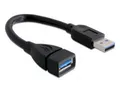 Produktbild: Delock USB-Kabel USB 3.0 USB-A Stecker, USB-A Buchse 0.15m Schwarz 82776