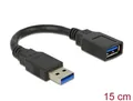 Produktbild: USB 3.0 Superspeed Verlängerungskabel A Stecker - A Buchse 15cm schwarz Kabel