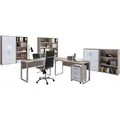Produktbild: BMG-Möbel Büromöbel-Set Office Edition Set 7, Schreibtisch, 2 Schränke und 4 Regale, eiche / weiß