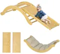 Produktbild: AIYAPLAY 4 in 1 Klettergerüst Set mit Rutsche, Kletterdreieck aus Holz Indoor