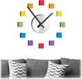 Produktbild: Relaxdays Wanduhr DIY, Uhr Wandtattoo zum Aufkleben, Zifferblatt Regenbogen, Größe variabel, Kinder- & Wohnzimmer, bunt