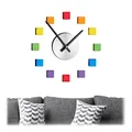 Produktbild: Relaxdays Wanduhr DIY, Uhr Wandtattoo zum Aufkleben, Zifferblatt Regenbogen, Größe variabel, Kinder- & Wohnzimmer, bunt