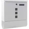 Produktbild: Wiltec - Briefkasten mit Zeitungsrolle, weiß, 305 x 95 x 335 mm, Wandbriefkasten mit Namensschild, Sichtfenstern, Schloss und Zeitungsrolle,