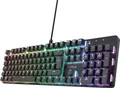 Produktbild: Trust GXT 871 Zora Mechanische Tastatur Deutsches QWERTZ Layout mit RGB Beleuchtung, Lineare Huano Switches, N-Key Rollover Anti-Ghosting, USB Programmierbare Gaming Tastatur für PC Laptop