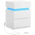 Produktbild: VASAGLE Nachttisch weiß mit LED-Beleuchtung 40/33,5/55 cm weiß, 55x33.5 cm