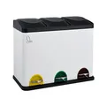 Produktbild: SVITA TC3X15 Treteimer Pulverbeschichteter Stahl 45 L Weiss 3X15 L dreifach Abfalleimer 3er-Mülleimer Mülltrennung Küchen-Eimer