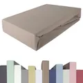 Produktbild: EDDA LUX Spannbettlaken für 20-40 cm hohe Matratzen, 90 x 200-220 bis 100 x 200-220 cm, Öko-Tex, Baumwolle m. 5% Elasthan, Premium Spannbetttuch für Boxspringbett, in Toffee