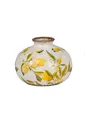 Produktbild: Blumenvase Vase in Vintage-Optik 13x10cm aus Keramik mit glasierter Oberfläche und Zitronen-Dekor verziert