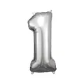 Produktbild: Grosse Zahl 1 Silber Folienballon N34 33 cm x 86 cm
