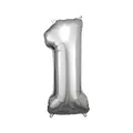 Produktbild: Grosse Zahl 1 Silber Folienballon N34 33 cm x 86 cm