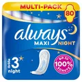 Produktbild: Always Maxi Profresh Night Damenbinden (Größe 3) 80 Binden (8 x 10 Stück), Neutralisiert Gerüche, Super Fit, Super Absorbierend, Einzeln Verpackt