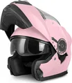 Produktbild: VINZ Santos Klapphelm mit Sonnenblende | ECE 22.06 & PINLOCK vorbereitet | Motorrad Helm Integralhelm | Motorradhelm Klappbar | In Gr. XS-XXL | Erhältlich in verschiedenen Farben - Rosa | L (59 - 60 cm)